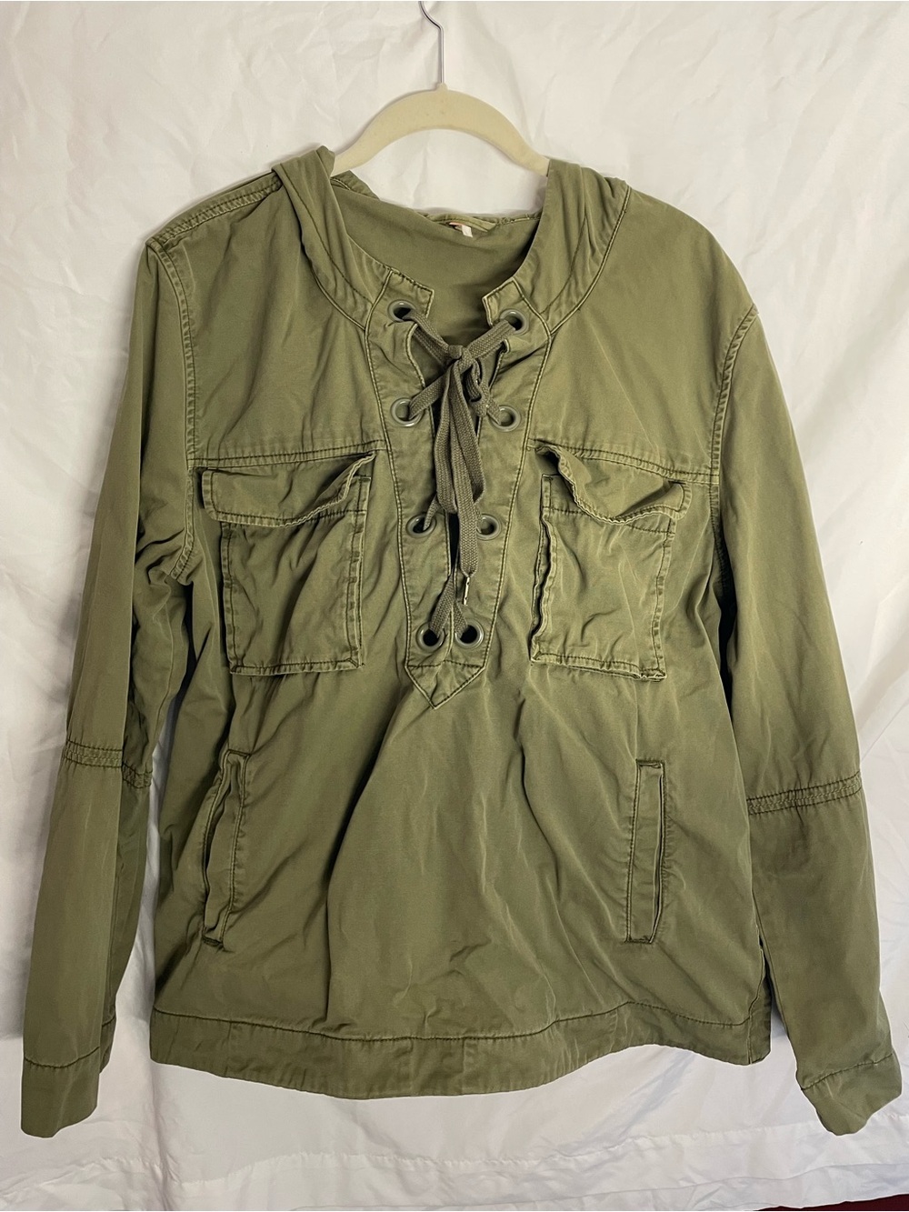 Free People Olive Utility Shirt Jacket